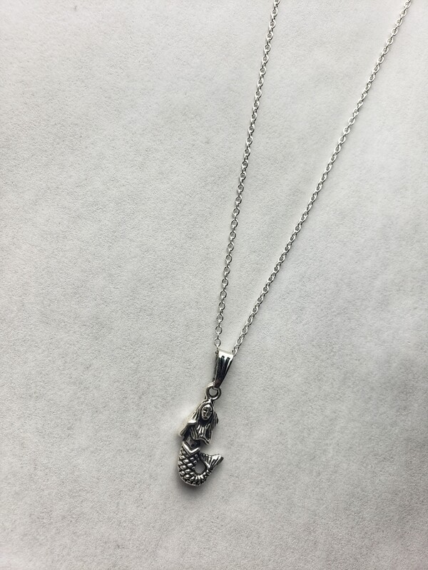 silver necklace with mermaid pendant