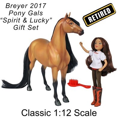 Breyer 2017 Pony Gals "Spirit and Lucky" Gift Set With doll & comb NIB Retired