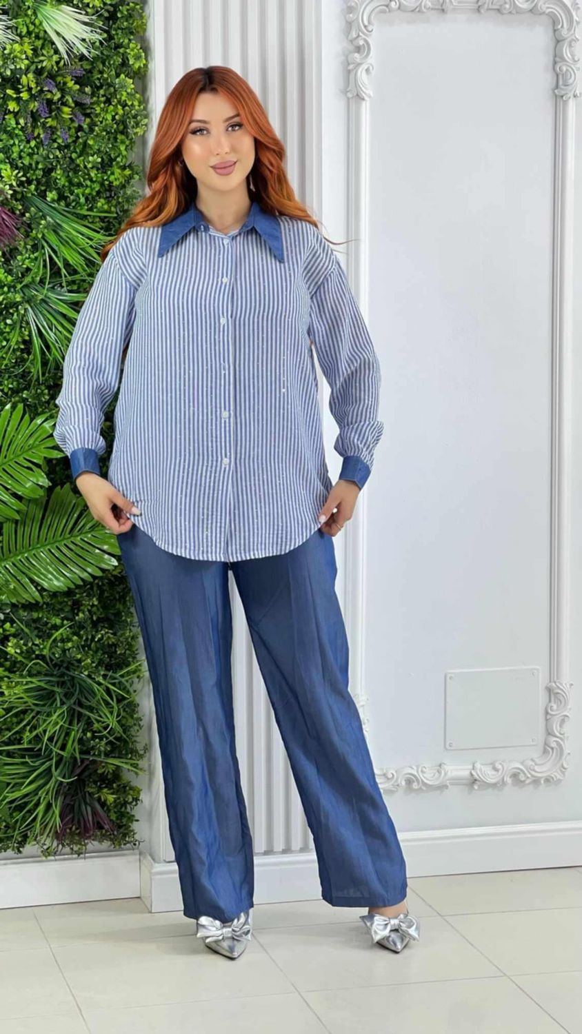 Ensemble chemise rayée pnatalon