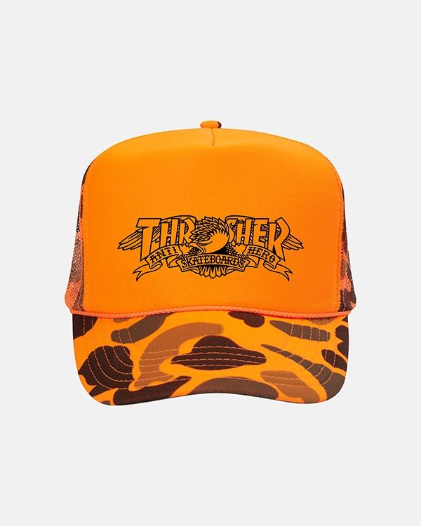 Thrasher X Antihero - Mag Banner - Trucker - Orange Camo