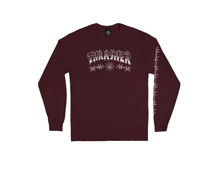 Thrasher - Barbed Wire Maroon LS