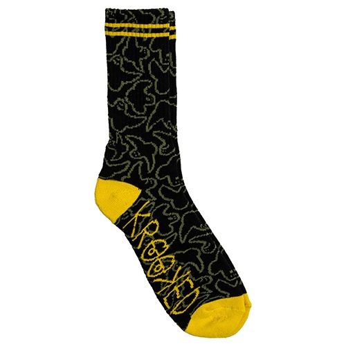 Krooked - Multi Birds Sock Black/Olive/Yellow