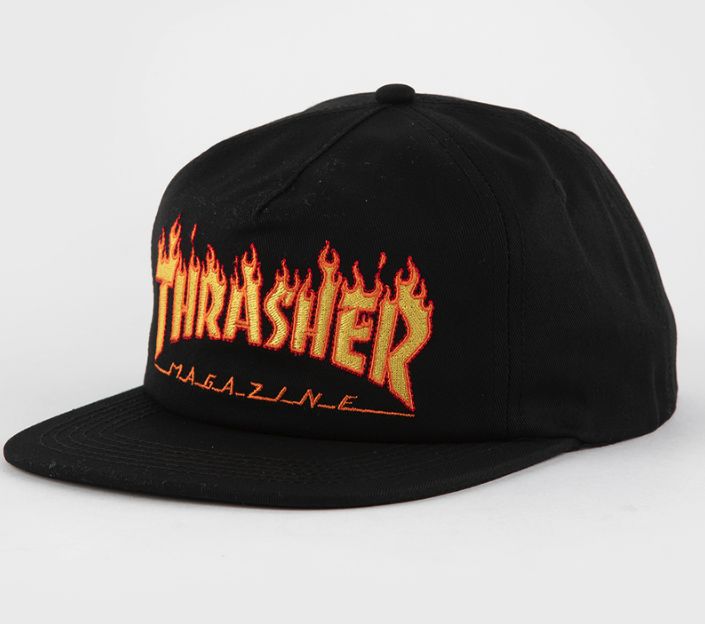 Thrasher - Flame EMB Snapback Black