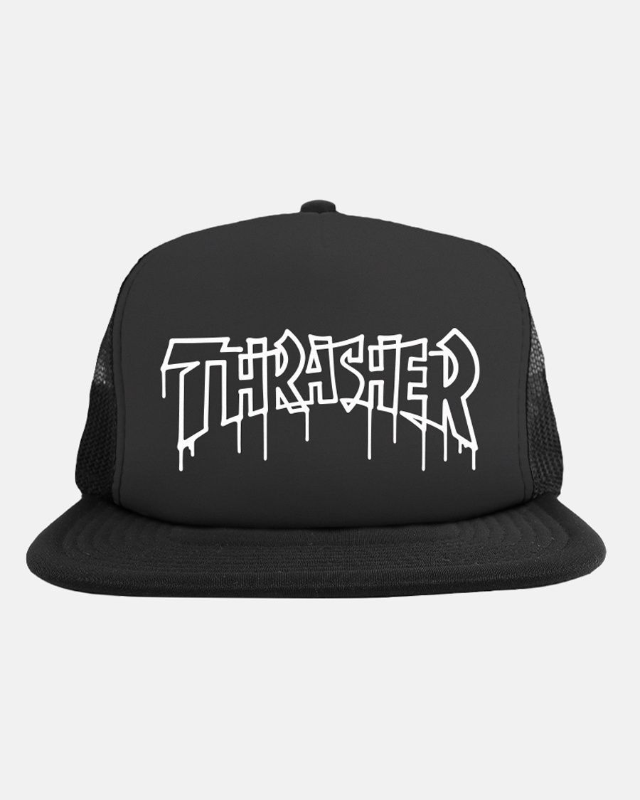 Thrasher - One Liner Trucker Hat - Black/Black