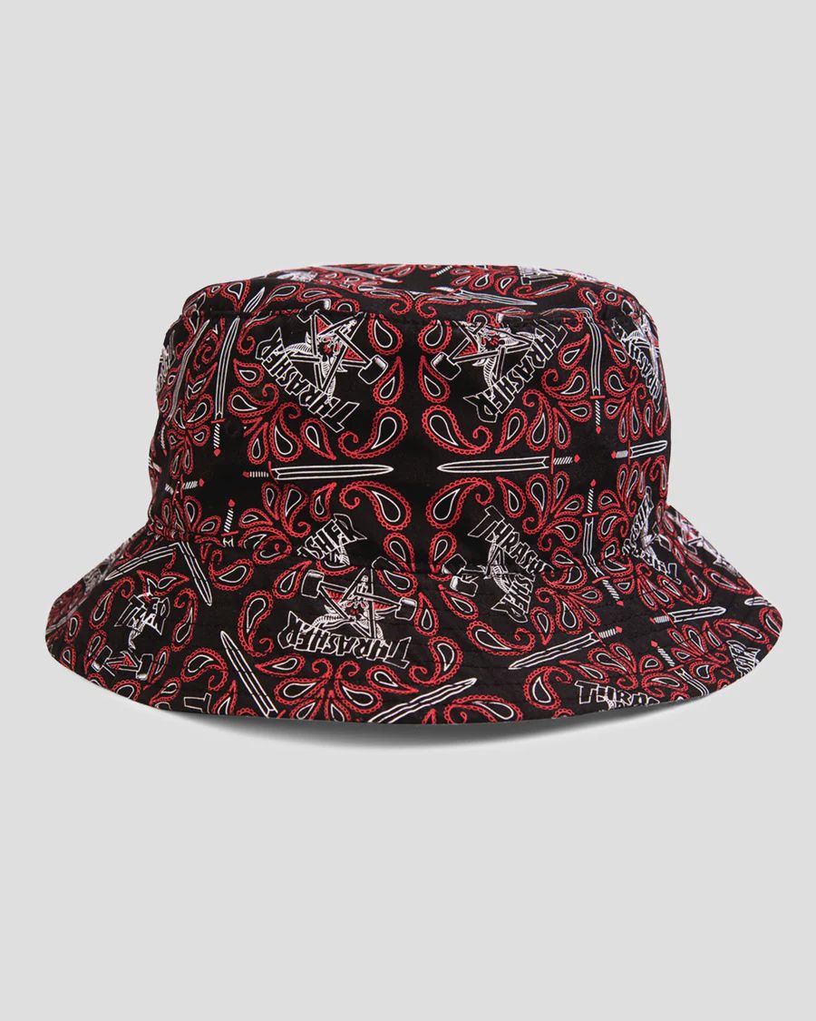 Thrasher Bandana Bucket Hat / Black &amp; Red
