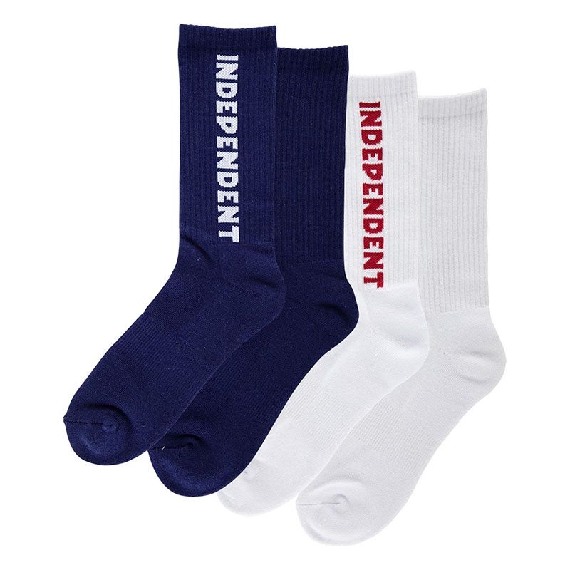 Independent - Baseline 2-Pack Crew Socks - White/Navy