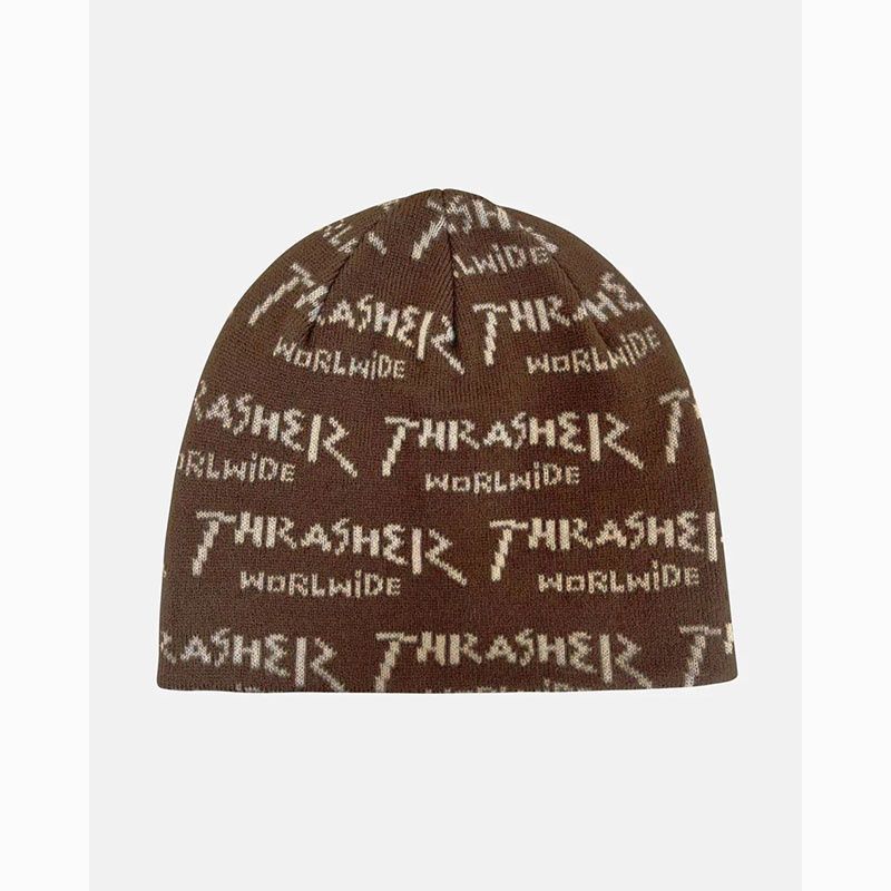 Thrasher - Worldwide Skully Beanie - Brown