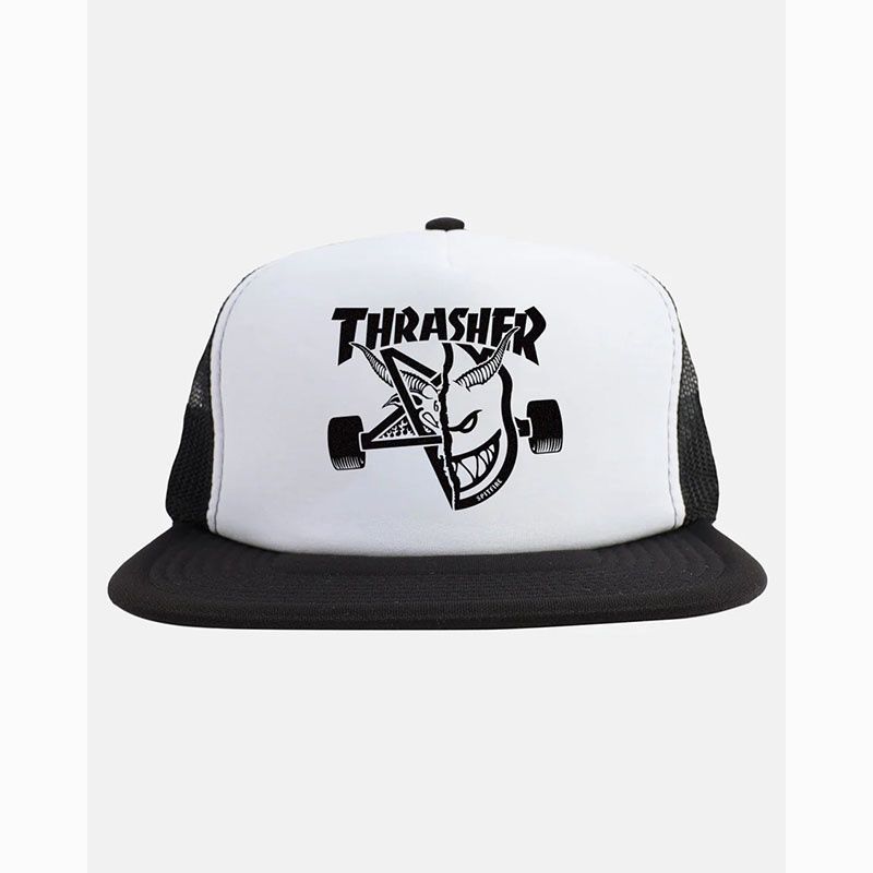 Thrasher X Spitfire - Thrash &amp; Burn - Black/White Trucker