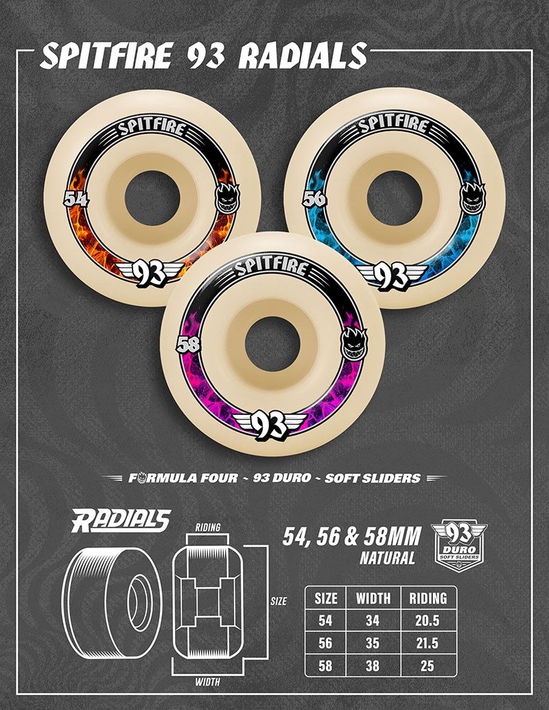 Spitfire - F4 93 Radials Natural Wheels (Set of 4)