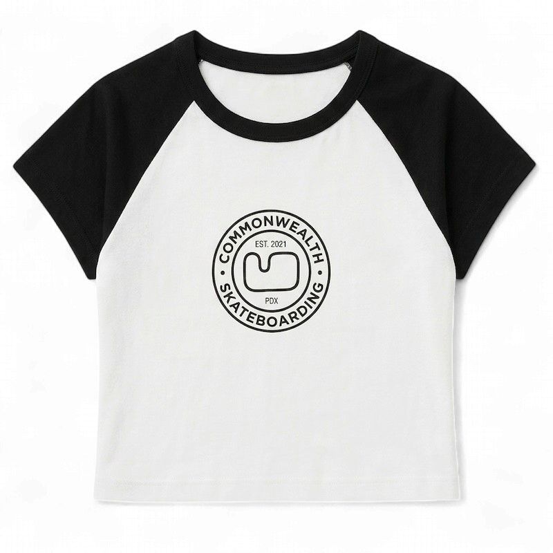 Commonwealth - Women's Baseball Baby Tee - Park Logo (White/Black)