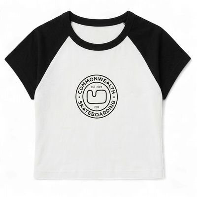 Commonwealth - Women's Baseball Baby Tee - Park Logo (White/Black)