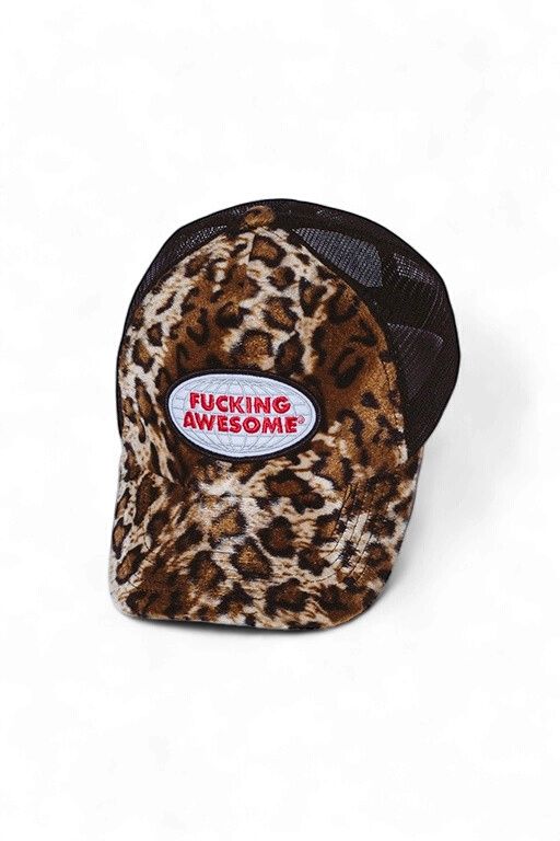 FA -  Fuzzy Leopard Hat - Orange/White/Black