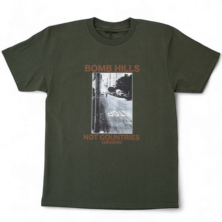 GX1000 Bomb Hills Not Countries Tee - Desert Green w/ Brown Font