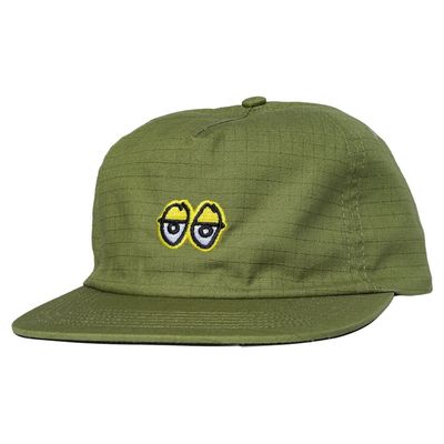 Krooked Eyes Snapback Hat (Olive/Yellow)