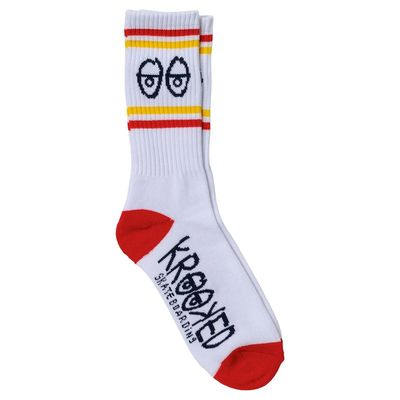 Krooked Eyes Sock (White/Red/Navy/Yellow)
