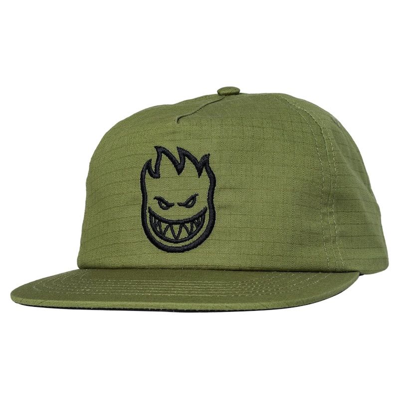 Spitfire Bighead Snapback Hat Olive Ripstop w/ Black Embroidery