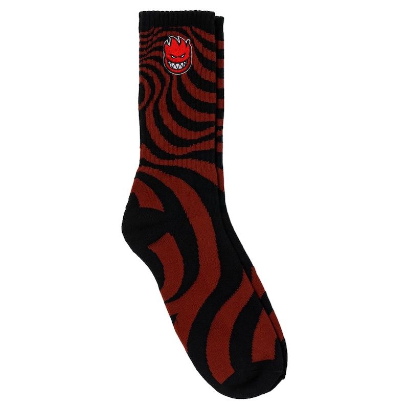 Spitfire - Bighead Fill EMB Swirl Socks (Dark Red/Black)