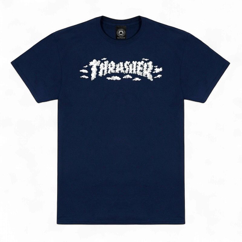 Thrasher - Clouds by Spanky T-Shirt (Navy)