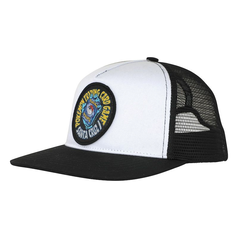 Santa Cruz - Pokémon TCG Hand Mesh Trucker Structured Hat White/Black OS Youth