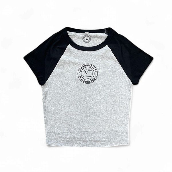 Commonwealth - Women's Baseball Baby Tee - Park Logo (Heather/Black)