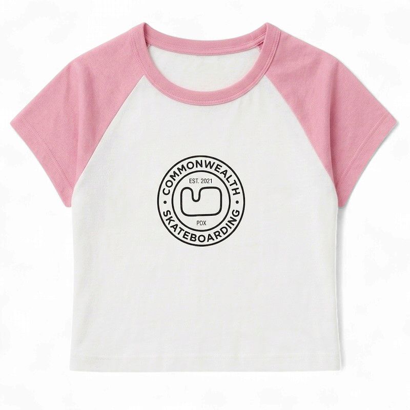 Commonwealth - Women's Baseball Baby Tee - Park Logo (White/Pink)