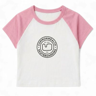 Commonwealth - Women's Baseball Baby Tee - Park Logo (White/Pink)