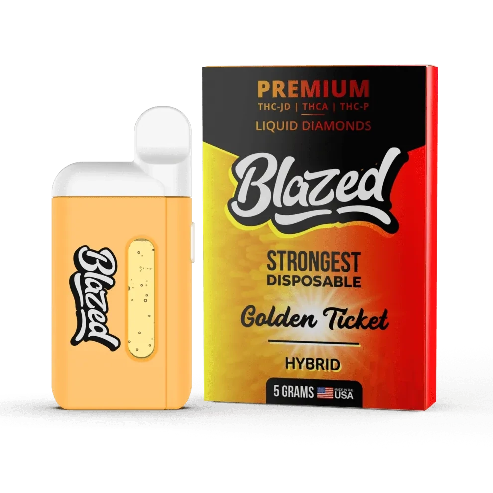 THCA + DELTA 9P 5 GRAM DISPOSABLE – BLAZED - GOLDEN TICKET