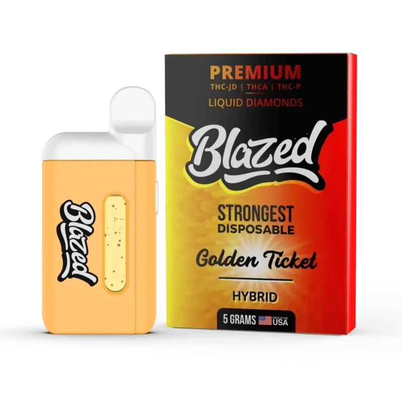 THCA + DELTA 9P 5 GRAM DISPOSABLE – BLAZED - GOLDEN TICKET