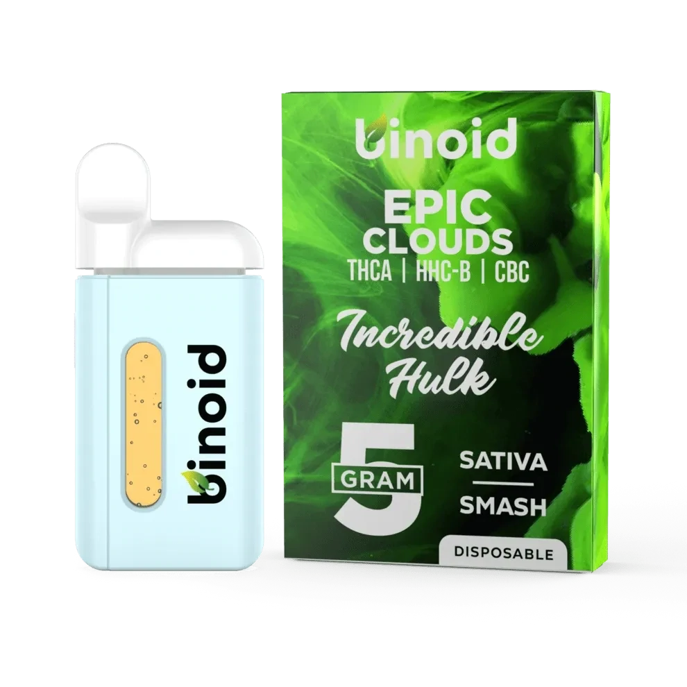 5 GRAM THCA + CBC DISPOSABLE VAPE – EPIC CLOUDS - INCREDIBLE HULK
