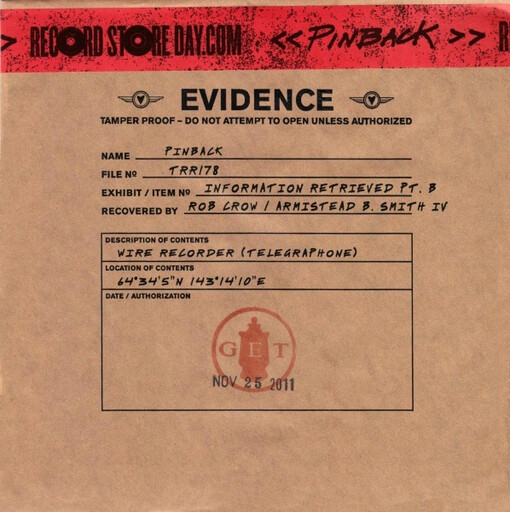 Pinback – Information Retrieved Pt. B 7&quot; vinyl