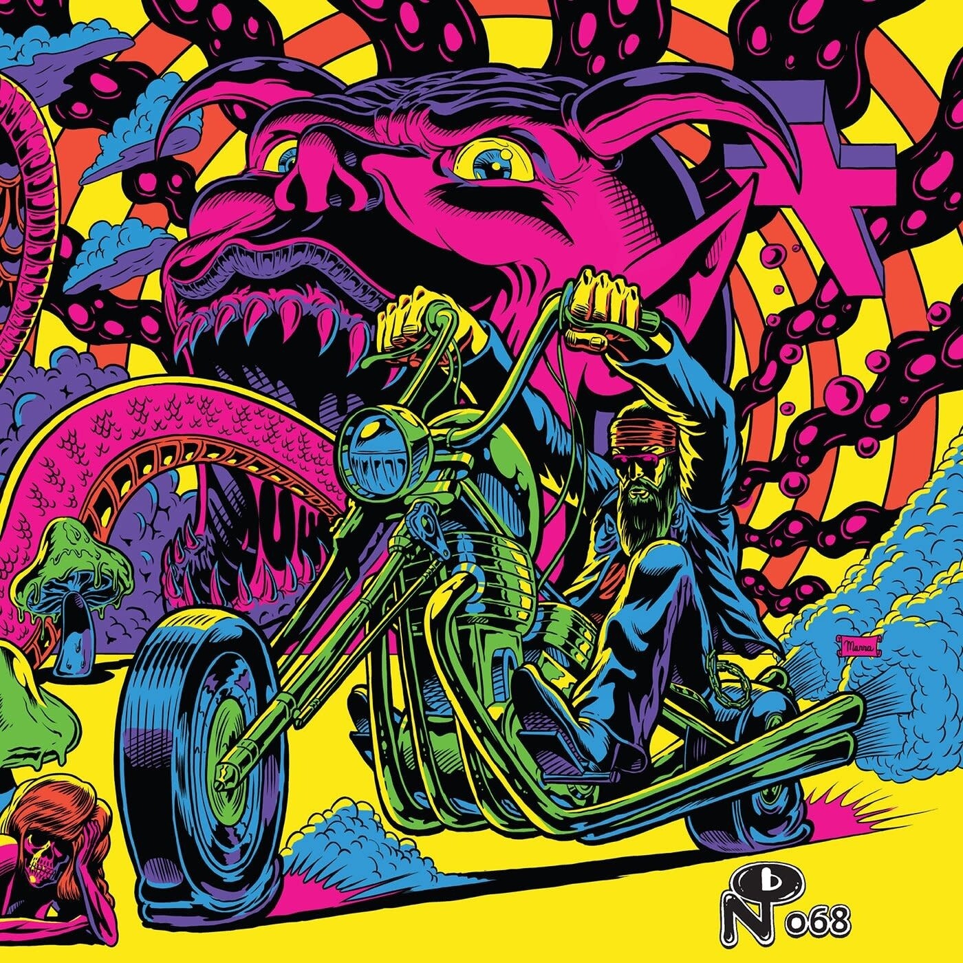 Various ‎– Warfaring Strangers: Acid Nightmares LP neon blotter swirl vinyl
