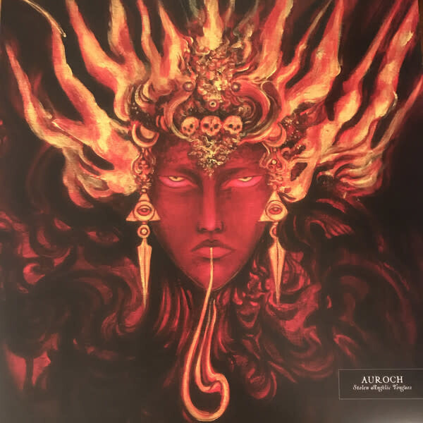Auroch ‎– Stolen Angelic Tongues 12&quot; EP neon magenta with black &amp; mustard yellow splatter*