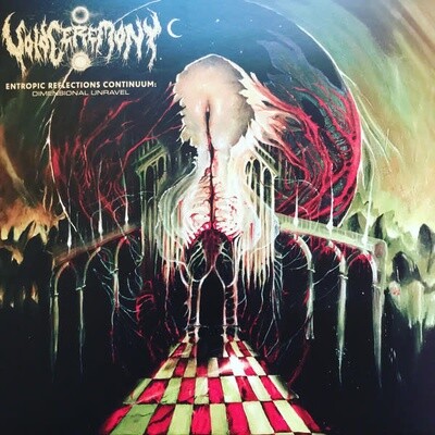 Void Ceremony ‎– Entropic Reflections Continuum: Dimensional Unravel LP B3 bone inside w/ blood red w/ olive green / kelly green / cyan splatter*