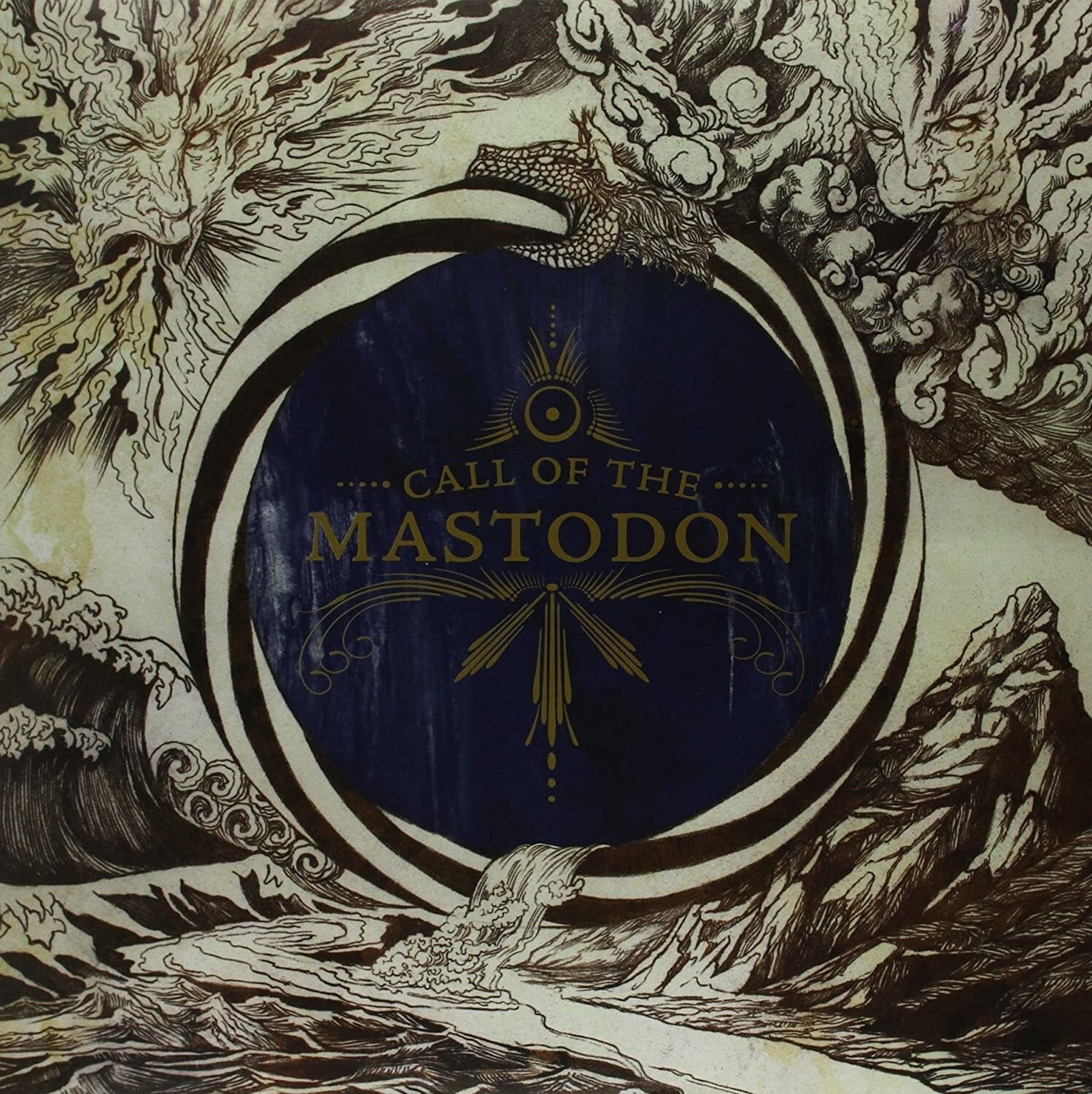 Mastodon ‎– Call Of The Mastodon LP royal blue with metallic gold butterfly wings and white and black splatter*
