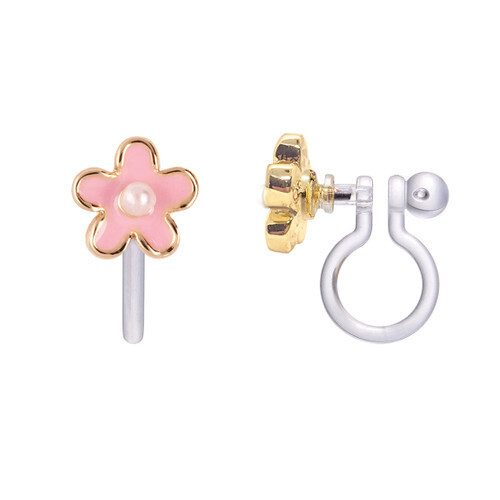 Pink Fancy Flower Cutie Clip On Earring