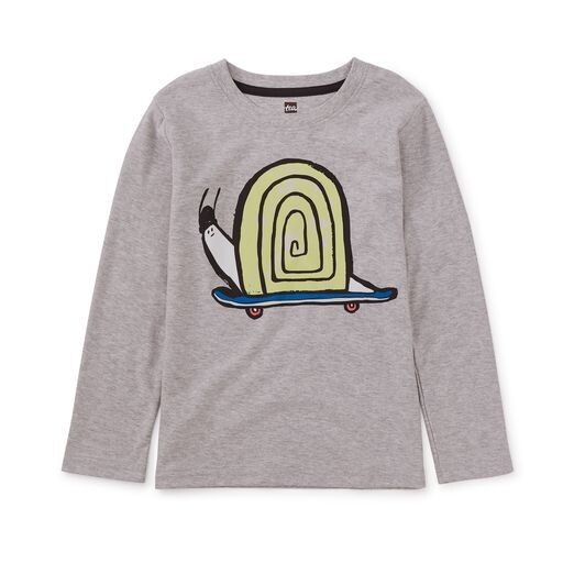 On The Go Escargot Graphic Baby Tee Med Heather Grey