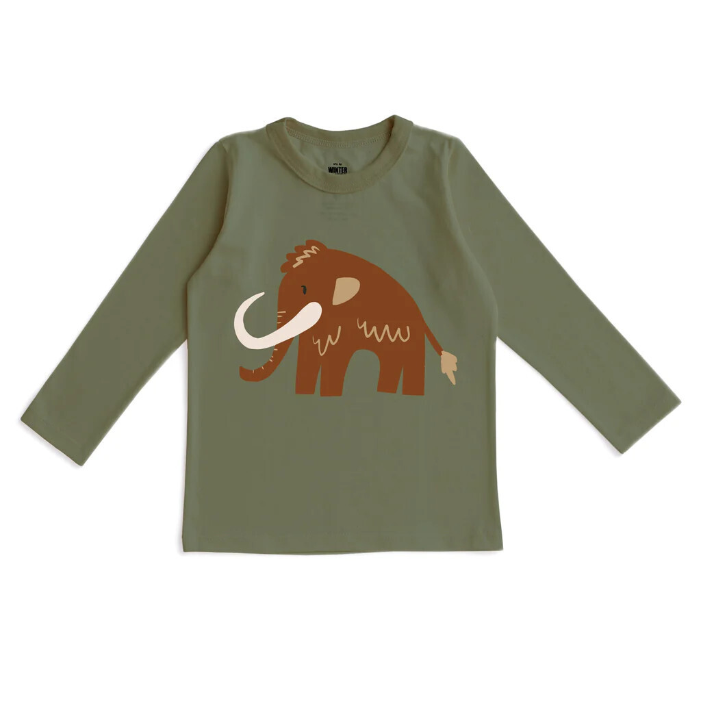 L/S Graphic Tee Woolly Mammoth Forest Green