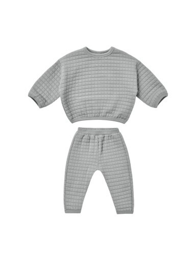 Quilted Sweater and Pant Set Dusty Blue