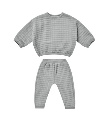 Quilted Sweater and Pant Set Dusty Blue