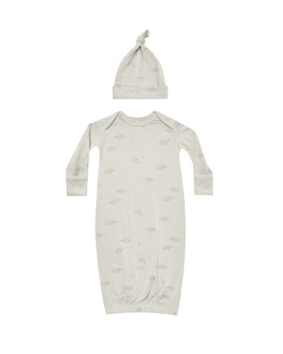 Bamboo Baby Gown + Hats Elephants One Size