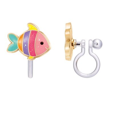 Glitter Rainbow Fish Cutie Clip On Earring