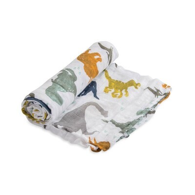 Cotton Muslin Swaddle Blanket - Dino Friends