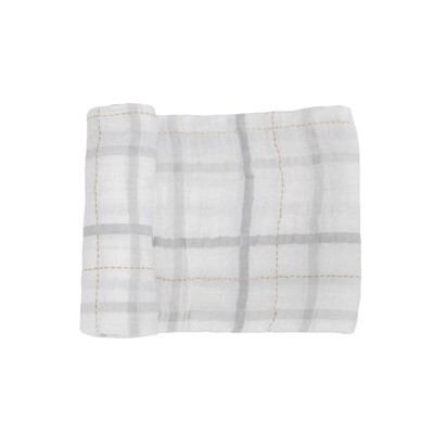 Cotton Muslin Swaddle Blanket - Grey Plaid