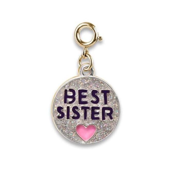 Gold Glitter Best Sister Charm