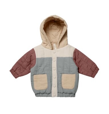 Hooded Woven Jacket Color Block