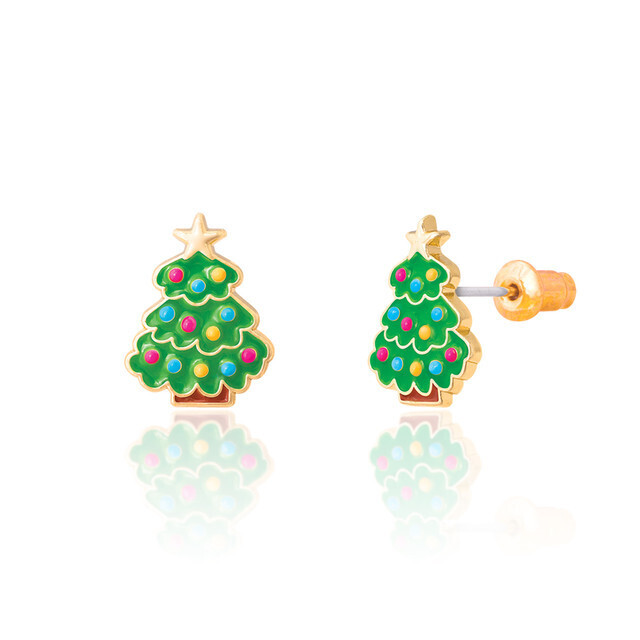 Happy Christmas Tree Stud Earrings