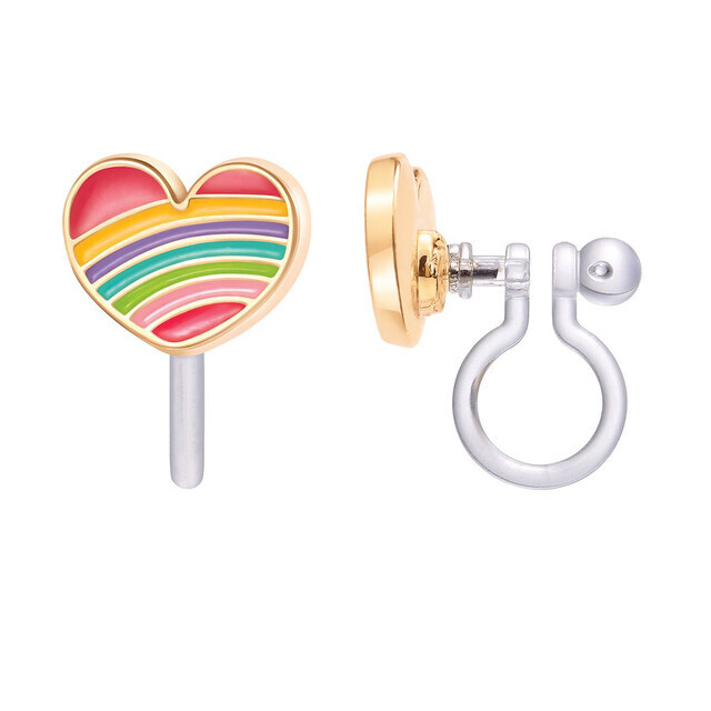 Rainbow Heart Clip On Cutie Earrings