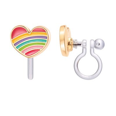 Rainbow Heart Clip On Cutie Earrings
