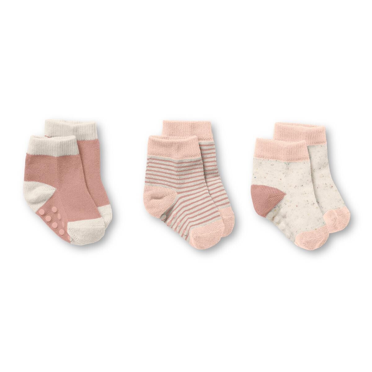 Organic 3 Pack Baby Socks Peach/Shell/Oatmeal