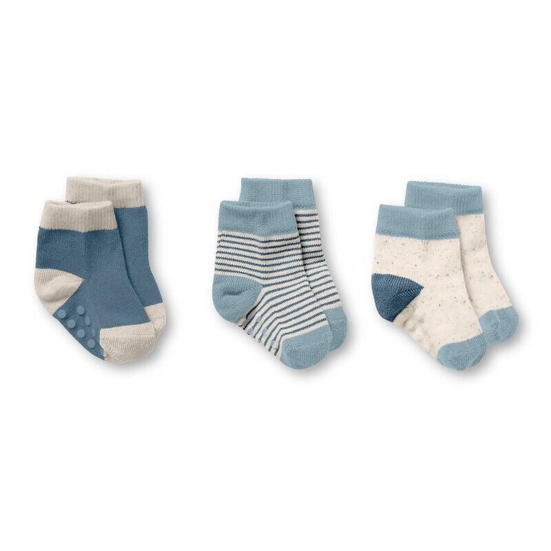 Organic 3 Pack Baby Socks Bluestone/Sterling/Oatmeal